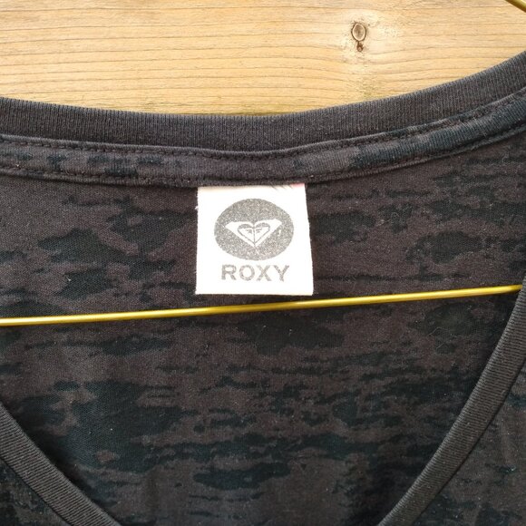 Vintage Roxy T-Shirt Y2K 2000s Sheer Burnout Graphic "I Want the Sun" V-Neck - Picture 3 of 11